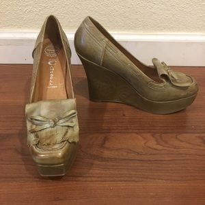 Jeffrey Campbell Leather Wedges sz 8 in Khaki